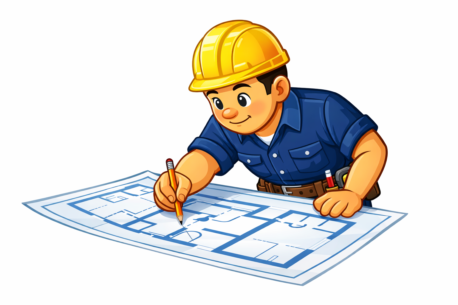 Buddy reviewing blueprints